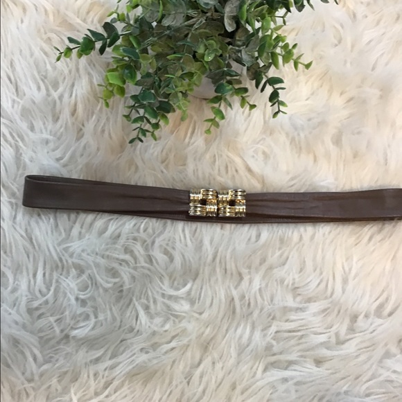 Vintage Brown Leather Belt with Gold Hardware - Picture 2 of 4
